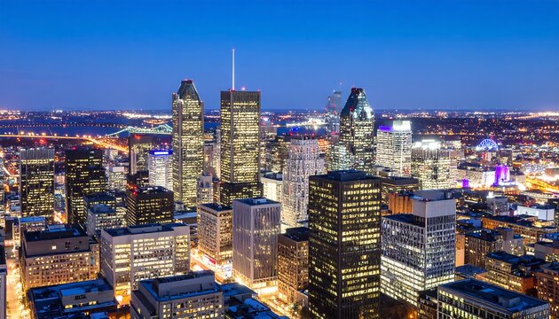 Night cityscape with Montreal skyline.
