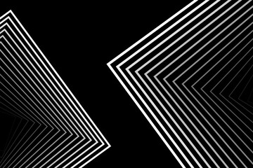 Abstract black background with white lines and straight shapes. Vector illustration of background.
