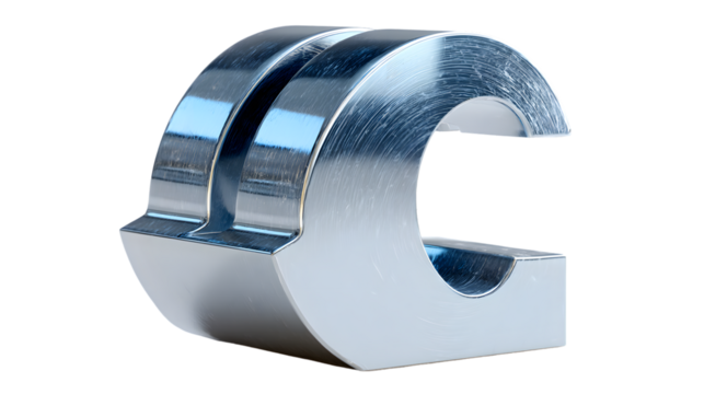 Shiny Metallic Letter C A Reflective and Modern Design Element for Creative Projects