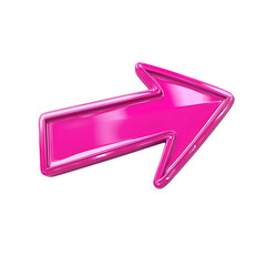 Bold Arrow with Defined Contours in Vivid Fuchsia Isolated on Transparent Background