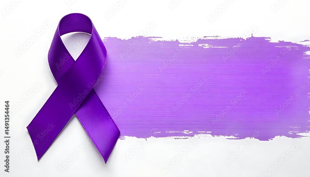 Fototapete lupus awareness purple ribbon with brushstroke texture on noisy background created with generative a