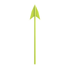 Minimalistic Arrow with Clean Refined Contours in Green Isolated on Transparent Background