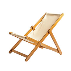 Modern Reclining Wooden Beach Chair with a Compact Isolated on Transparent Background