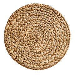 Modern Eco Straw Mat with Natural Woven Texture Isolated on Transparent Background