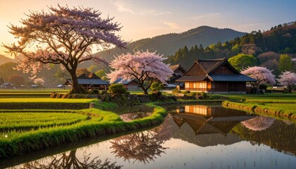 Obraz premium sunset over the river landscape view