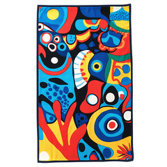 Playful Beach Towel with Giant Whimsical Fish Patterns Isolated on Transparent Background