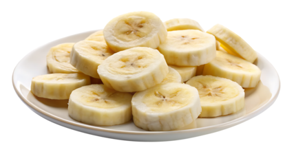 A delightful plate full of fresh and sliced bananas, a healthy snack