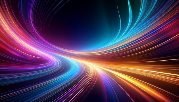 abstract colorful background with smooth curves and light trails