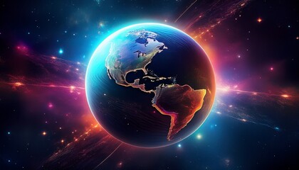 cosmic planet surrounded by stellar lights