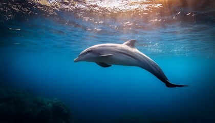 Fototapeta premium dolphin swimming in dark waters