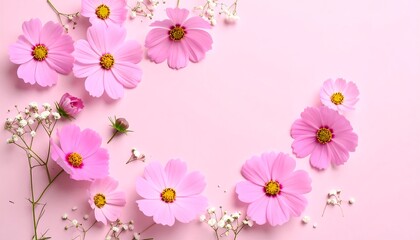 Fototapeta premium Pink Cosmos Flowers Frame.