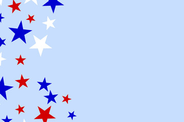 Abstract US flag color star element isolated on blue background. Vector illustration of background.
