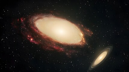 Fototapeta premium Spiral Galaxy and Ring Galaxy in Deep Space Cosmic Background