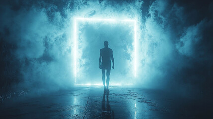 silhouette of a man standing in a doorway