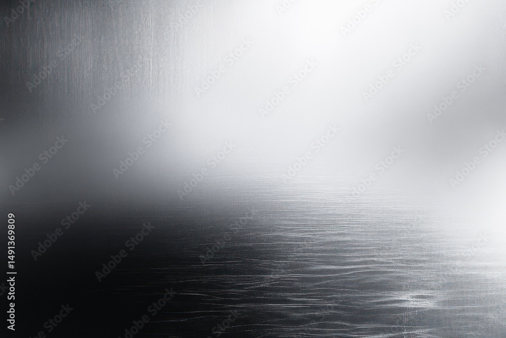 Poster monochrome image of calm water surface fading into bright mist with subtle texture and smooth gradat