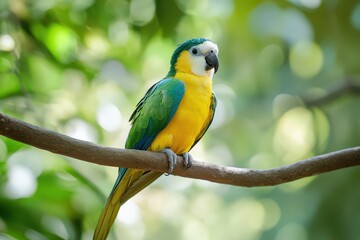 Obraz premium Beautiful parrot perched on a branch in nature