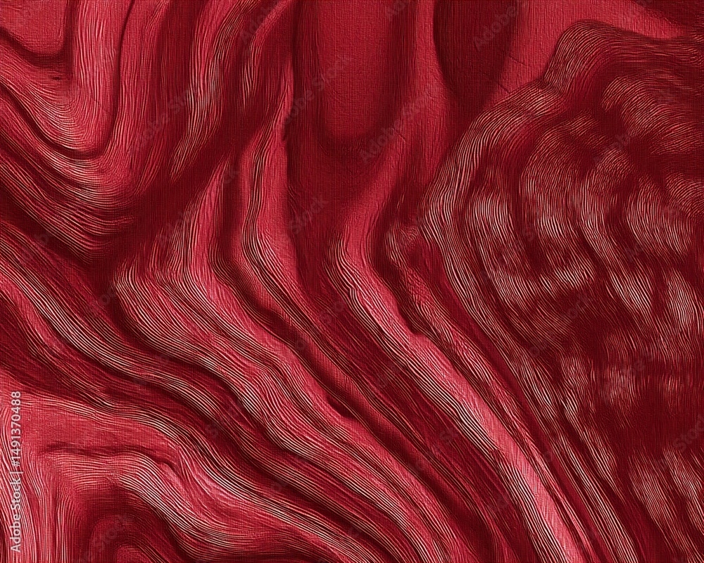 Poster crimson textured surface with undulating lines