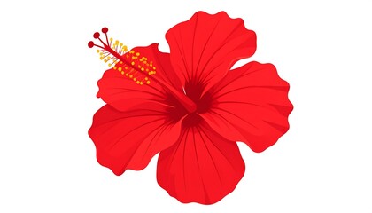 Red Hibiscus Flower with White Background.