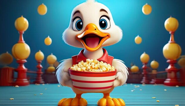 Niedliches Entchen mit Popcorn