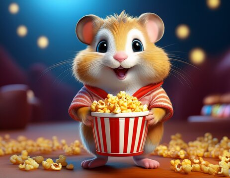 Niedlicher Hamster mit Popcorn