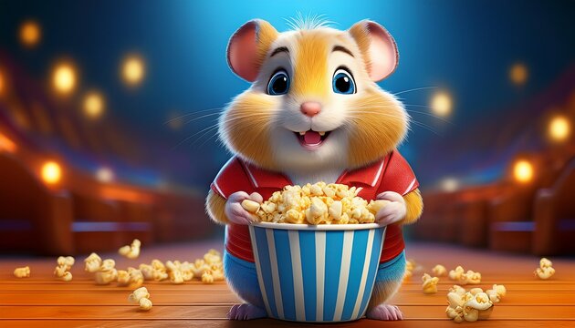 Niedlicher Hamster mit Popcorn