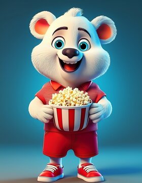 Niedlicher Eisb&auml;r mit Popcorn