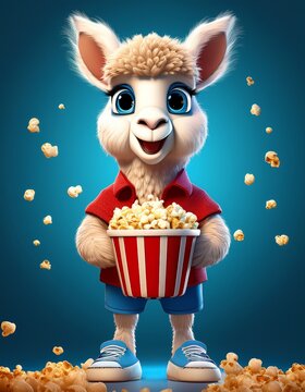 Alpaka mit Popcorn