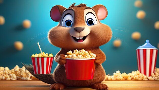 Biber mit Popcorn