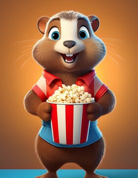 Biber mit Popcorn