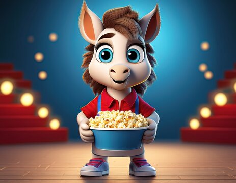 Niedliches Pferd mit Popcorn