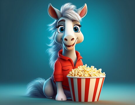 Niedliches Pferd mit Popcorn