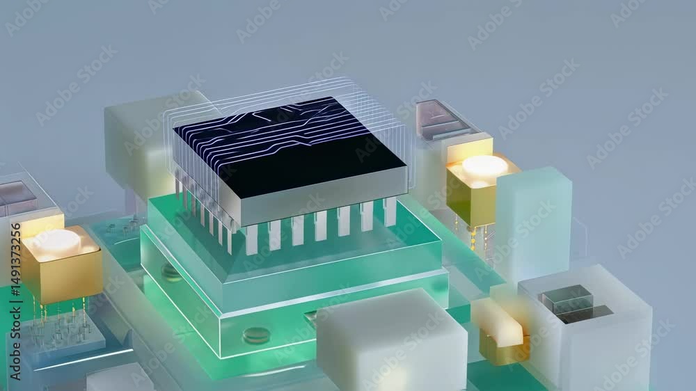 Aufkleber a 3d render of a smart sensor fusion stack embedded in a robotic device showcasing the microcontroll