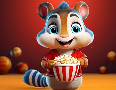 Niedliches Streifenh&ouml;rnchen mit Popcorn
