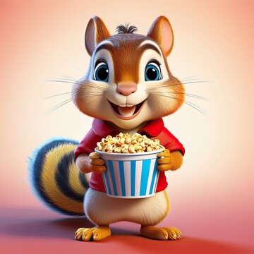 Niedliches Streifenh&ouml;rnchen mit Popcorn