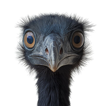 Front view of a giant moa bird with detailed feathers and strong legs, posed against a solid white background, showcasing the extinct flightless bird&rsquo;s unique structure 