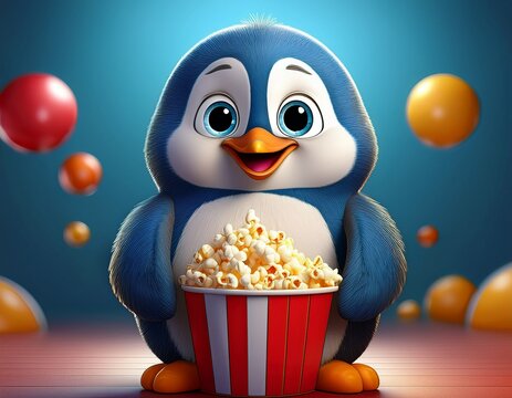 Pinguin mit Popcorn