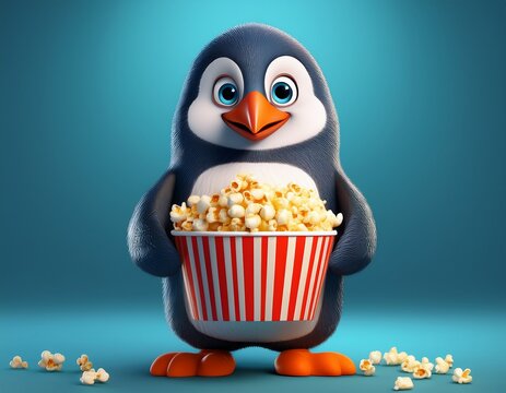 Pinguin mit Popcorn