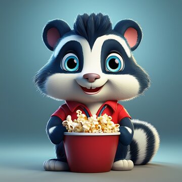 Stinktier mit Popcorn