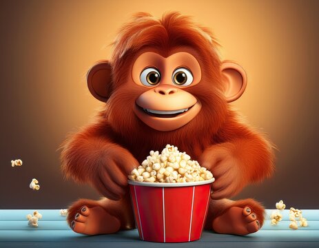 Orang Utan mit Popcorn