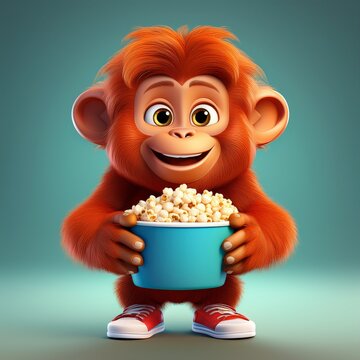 Orang Utan mit Popcorn