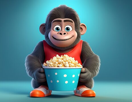 Gorilla mit Popcorn