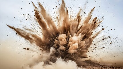Massive Ground Explosion Dust Cloud Brown Earth
