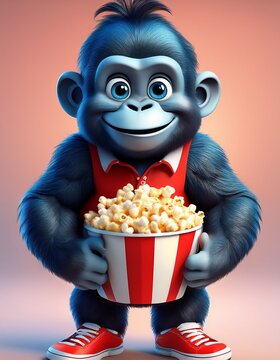Gorilla mit Popcorn