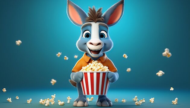 Esel mit Popcorn
