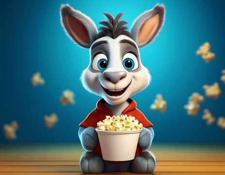 Esel mit Popcorn
