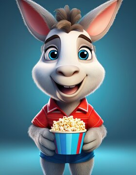Esel mit Popcorn