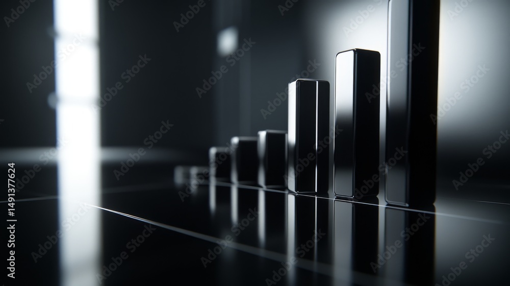 Aufkleber a close-up of a d bar chart showing business growth and financial trends, with a dark gradient backg