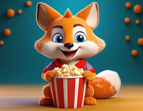 Fuchs mit Popcorn