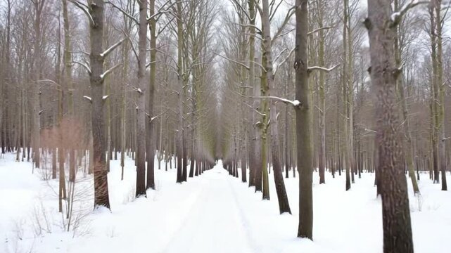 Snow on a Ground and Dry Trees in Winter Season