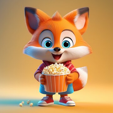 Fuchs mit Popcorn